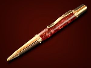 Red Gold "Radiant Ruby" | Handmade Glasgow Ballpoint Pen - The Perfect Gift
