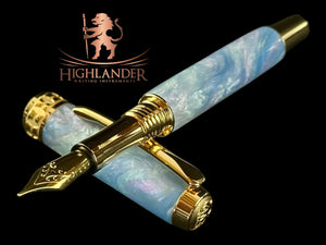 Sapphire Opal | Gold Fountain Pen | Highlander Collection