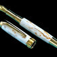 Elegant “Ivory and Gold” Handcrafted Luxury Gold Fountain Pen, One of a Kind, Handmade in Colorado. Ink, Converter, Sleeve, & Box Included. - HighlanderPen