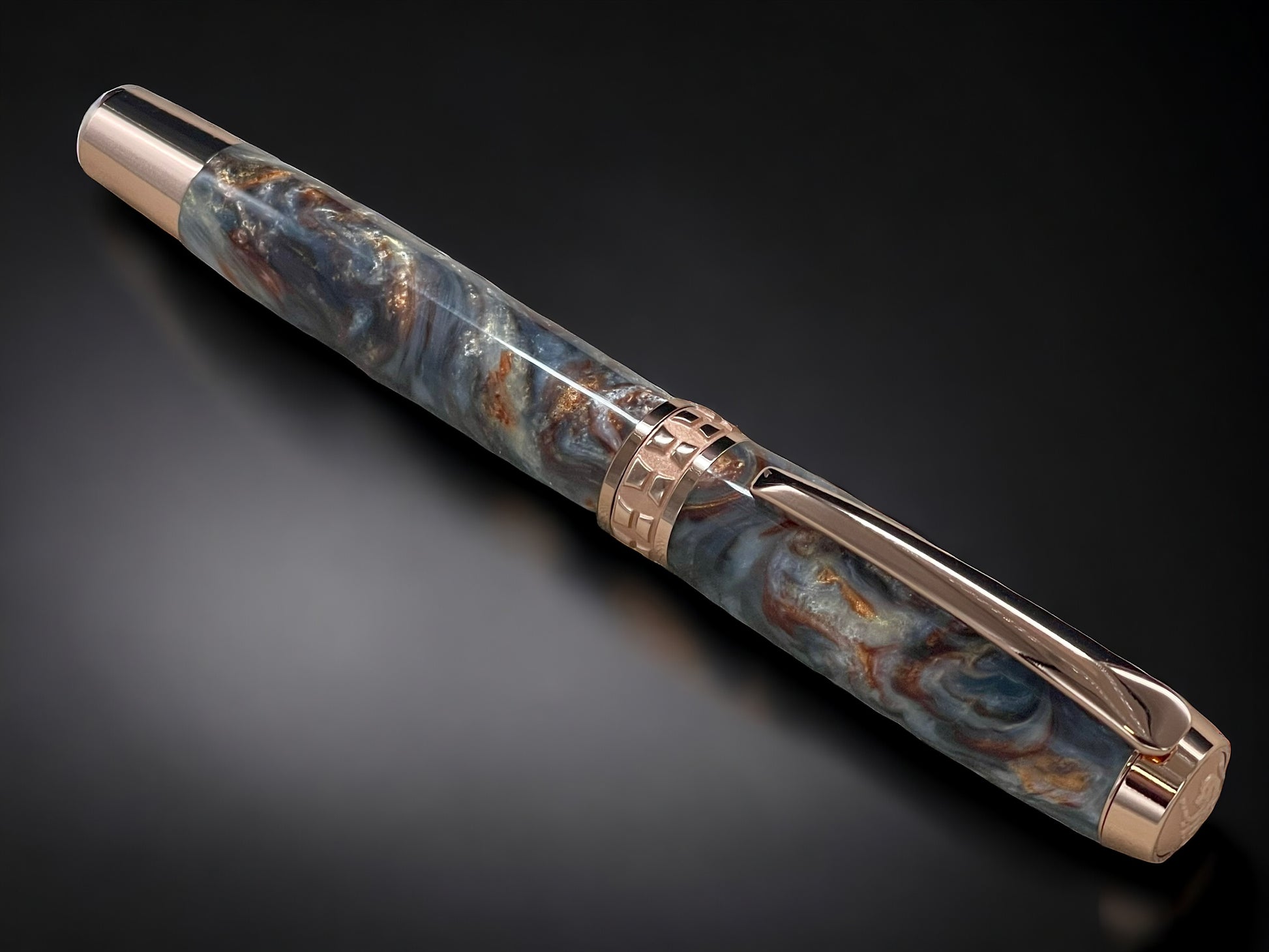 “Molten Metals” One of a Kind, Rose Gold, Handmade Custom Fountain Pen. Artisan Rare & Unique, Completely Handcrafted in Colorado, USA - HighlanderPen