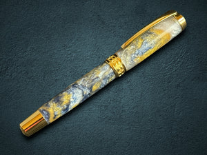 Reflections | Gold Rollerball Pen | Handmade Gift for Writers and Journalers | One-of-a-Kind Luxury Pen by Highlander