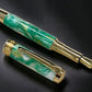 “Emerald Swirl”, One of a Kind, Handmade Custom Gold “SKYE” Fountain Pen. Artisan Rare & Unique, Completely Handcrafted  in Colorado, USA - HighlanderPen