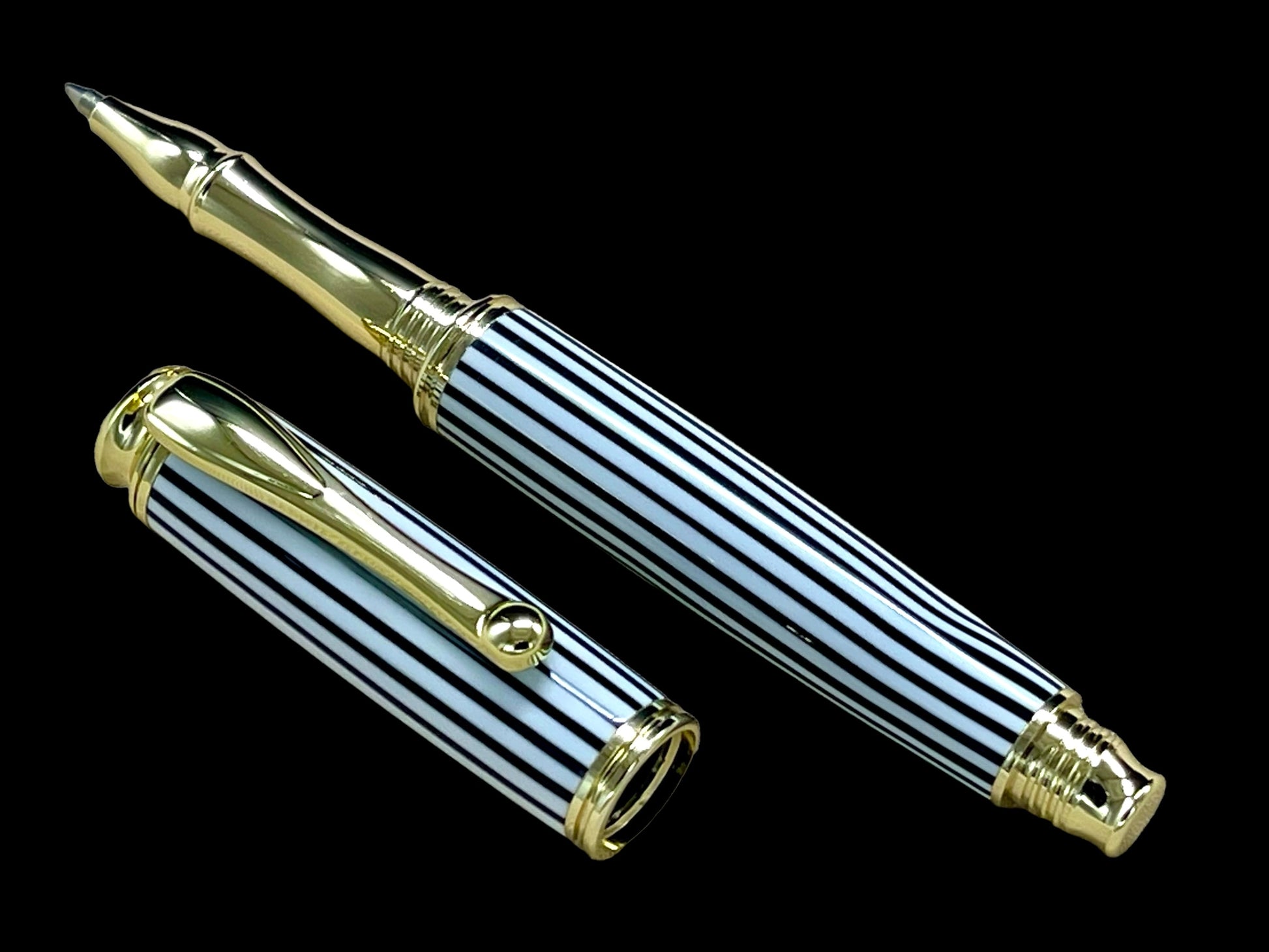 “Striking Stripes” Handmade Luxury Gold Rollerball Pen By Highlander Writing Instruments - HighlanderPen