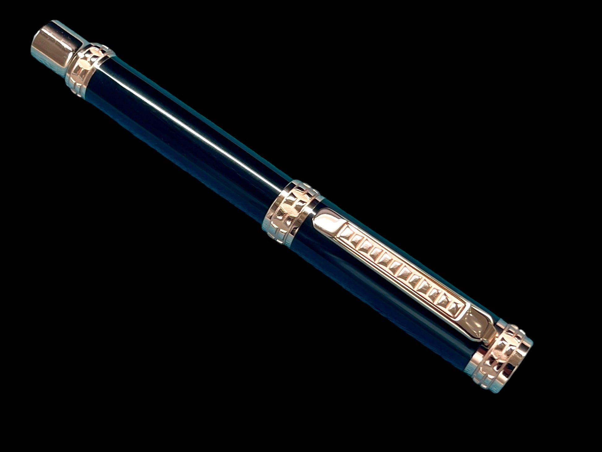 Highlander Edinburgh Exotic Gaboon Ebony Wood Rose Gold Fountain Pen, Handcrafted in CO. Ink, Converter, Pen Sleeve, & Box Included. - HighlanderPen