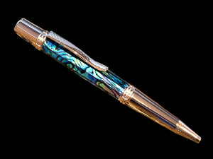 Handcrafted Authentic Natural Abalone | Red Gold Ballpoint Pen - The Ultimate Luxury Writing Gift