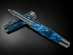 “Blue Wave” One of a Kind, Handmade Custom Black Titanium Rollerball Pen. Artisan Rare & Unique, Completely Handcrafted in Colorado, USA. - HighlanderPen