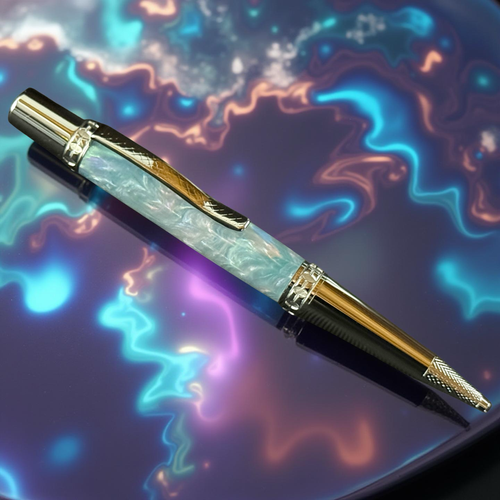 Sapphire Opal | Polished Chrome Glasgow Ballpoint Pen |  An Elegant Gift