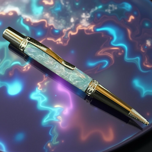 Sapphire Opal | Polished Chrome Glasgow Ballpoint Pen |  An Elegant Gift