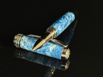 Handcrafted “Ice Baron” Black Titanium Rollerball Pen by Highlander. Ready to Rule Your Desk