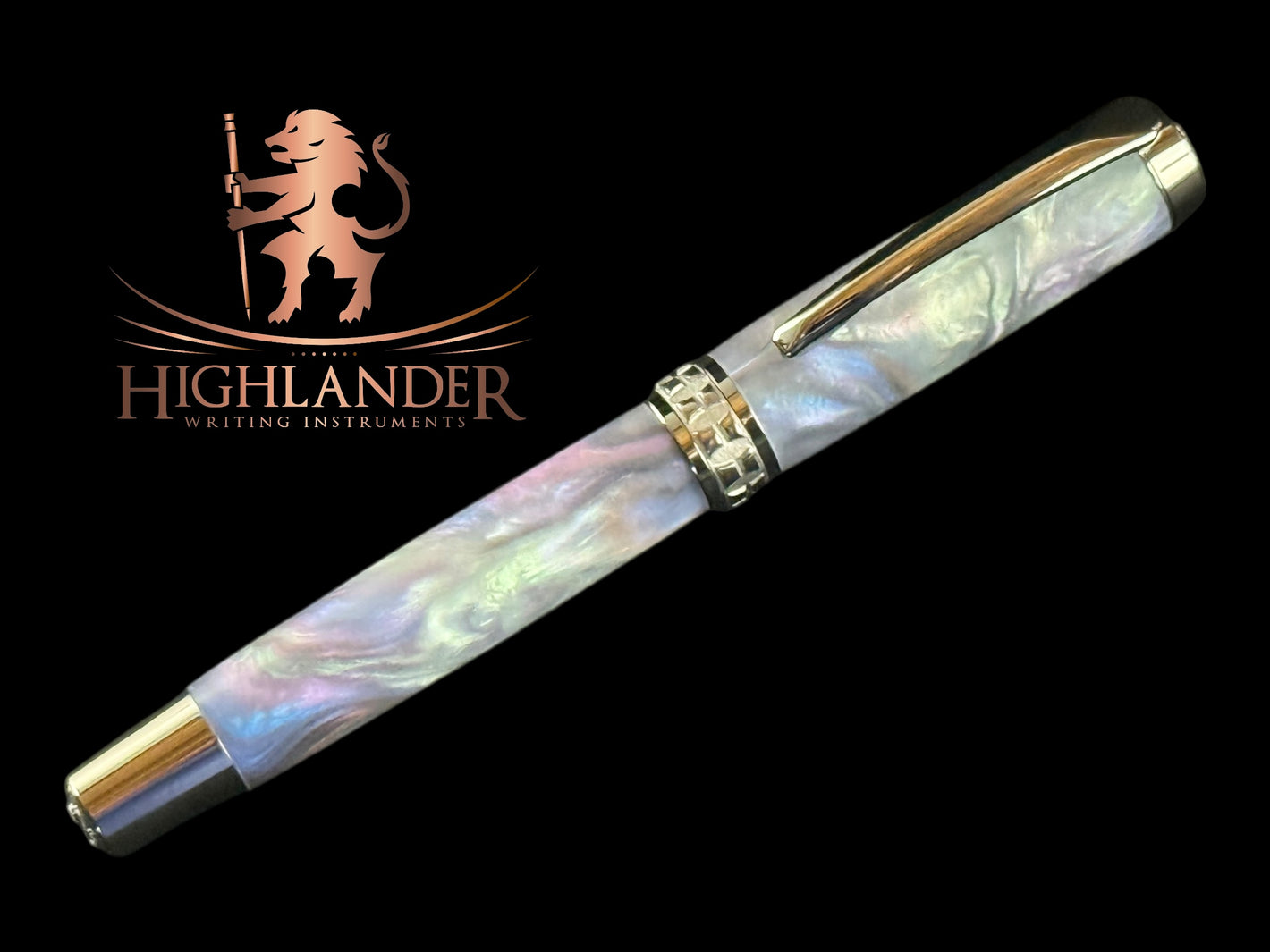 Mystic Opal| Black Titanium Fountain Pen | Handcrafted by Highlander