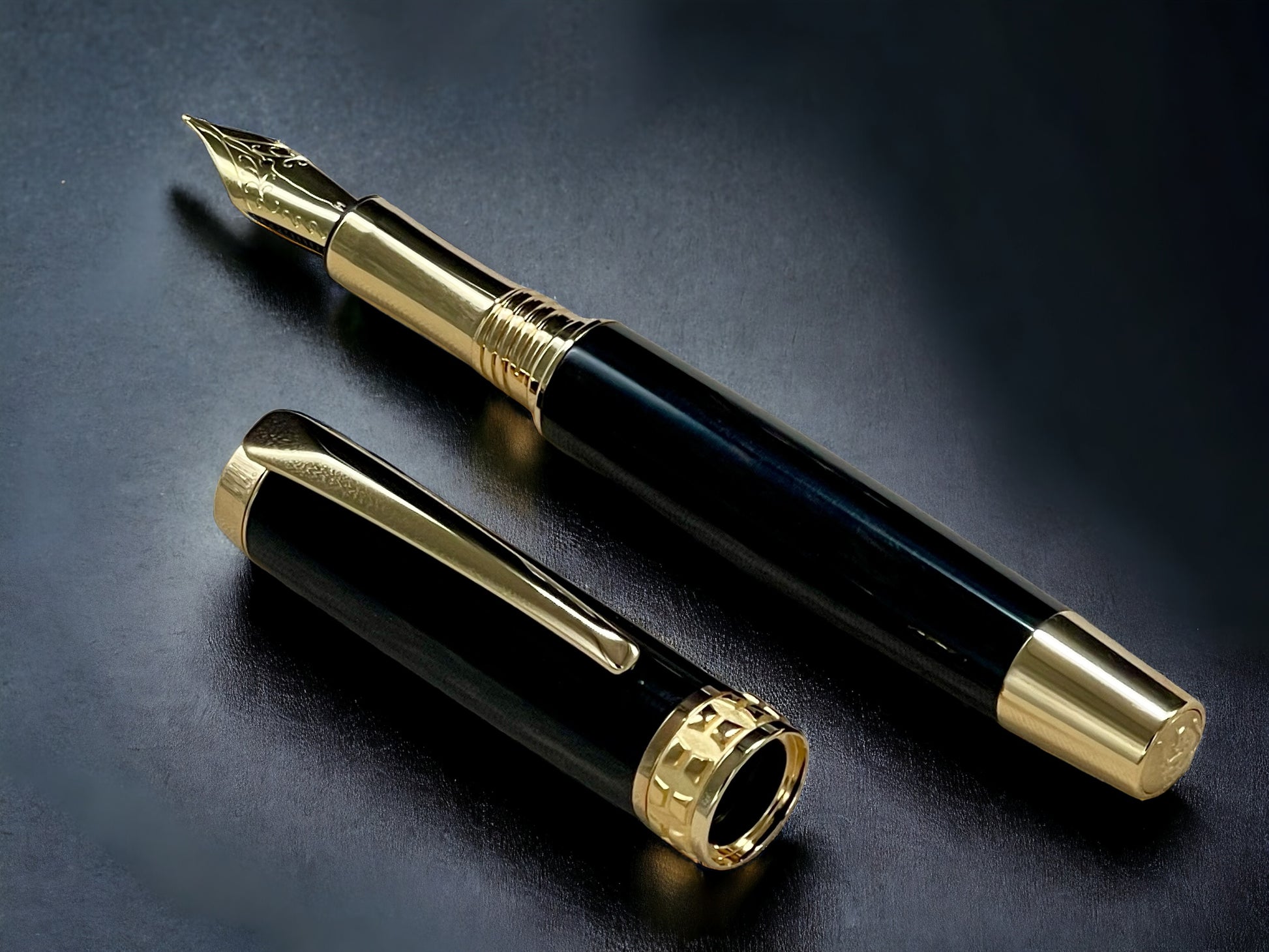 Exotic Gaboon Ebony Wood Gold Fountain Pen, Artisan Handcrafted Writing Instrument. Simple to Use. Handmade Custom in CO, One of a Kind. - HighlanderPen