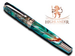 Striking “Green-Bronze Acrylic” Rose Gold Fountain Pen, One of a Kind, Handmade in Colorado. Ink, Converter, Pen Sleeve & Box Included. - HighlanderPen