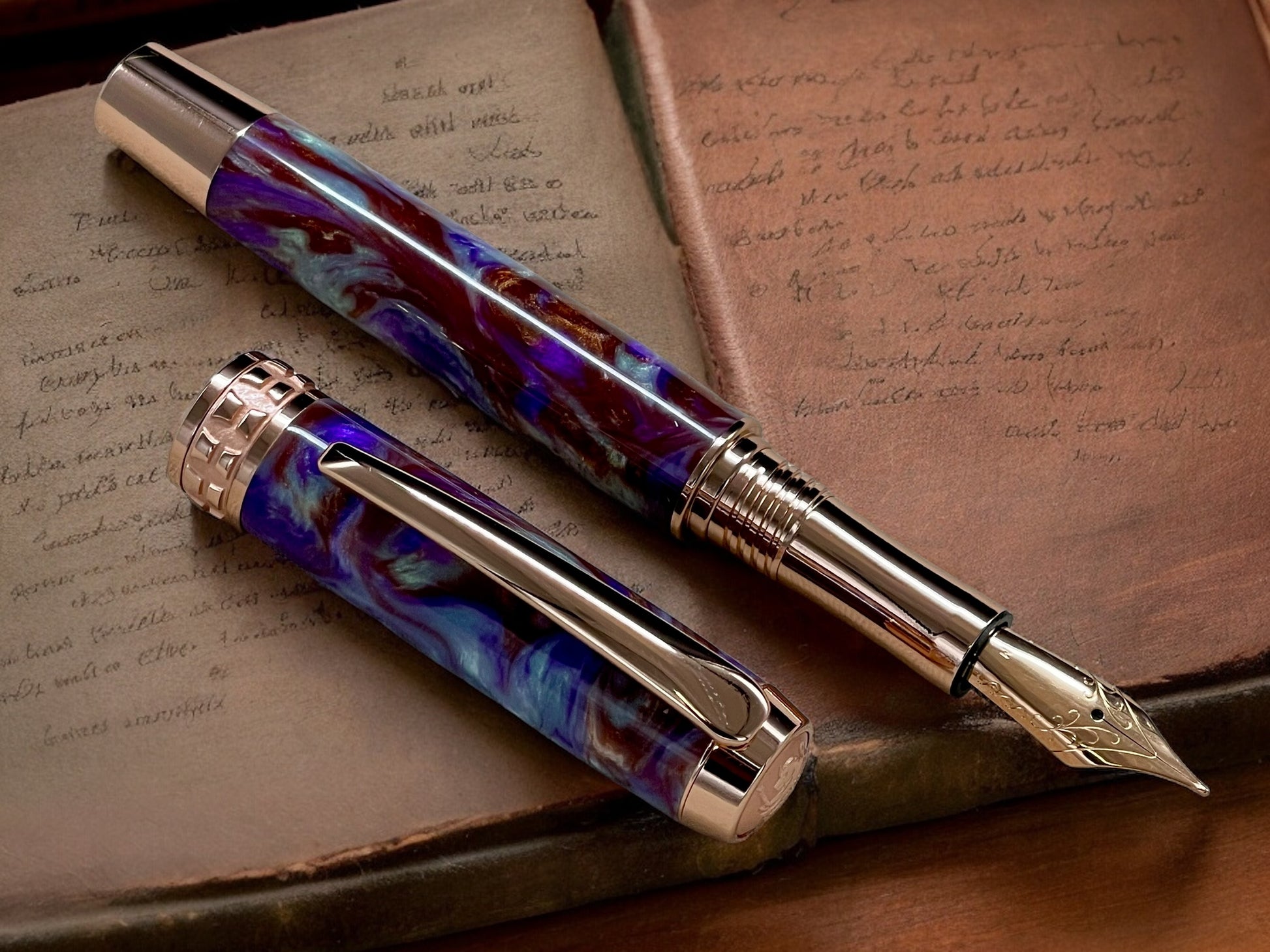 Whimsical “Purple Copper” Rose Gold Fountain Pen, Artisan Handcrafted Writing Instrument. Simple to Use. Handmade in CO USA. One of a Kind - HighlanderPen