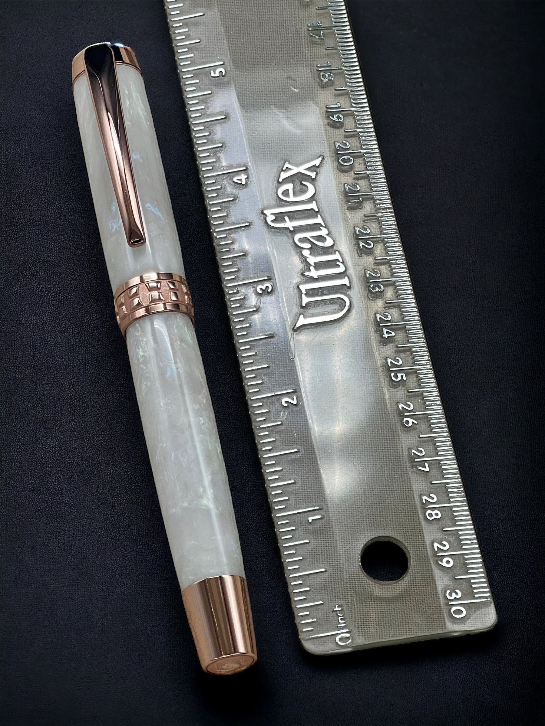 “Pearly Opal Acrylic” One of a Kind Rose Gold, Handmade Custom Rollerball Pen. Artisan Rare & Unique, Completely Handcrafted  in Co, USA - HighlanderPen