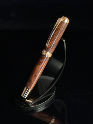 Exotic East Indian Rosewood Red Gold Rollerball Pen - Memorable Handmade Gift