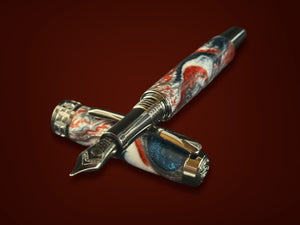 Handmade | Fire And Ice | Black Titanium Fountain Pen | Passion | Power