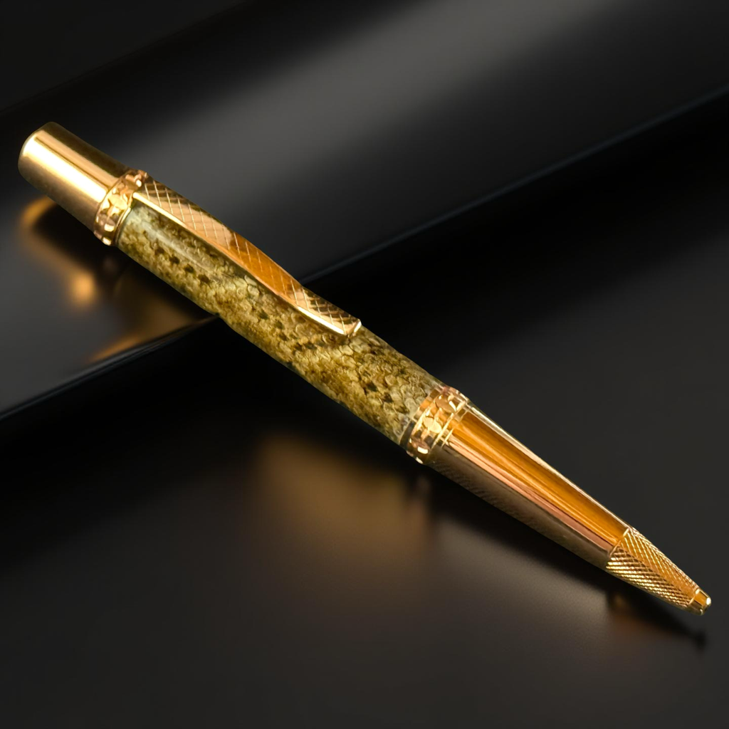 Authentic Diamondback Rattlesnake | Red Gold Highlander Ballpoint Pen - The Ultimate Gift