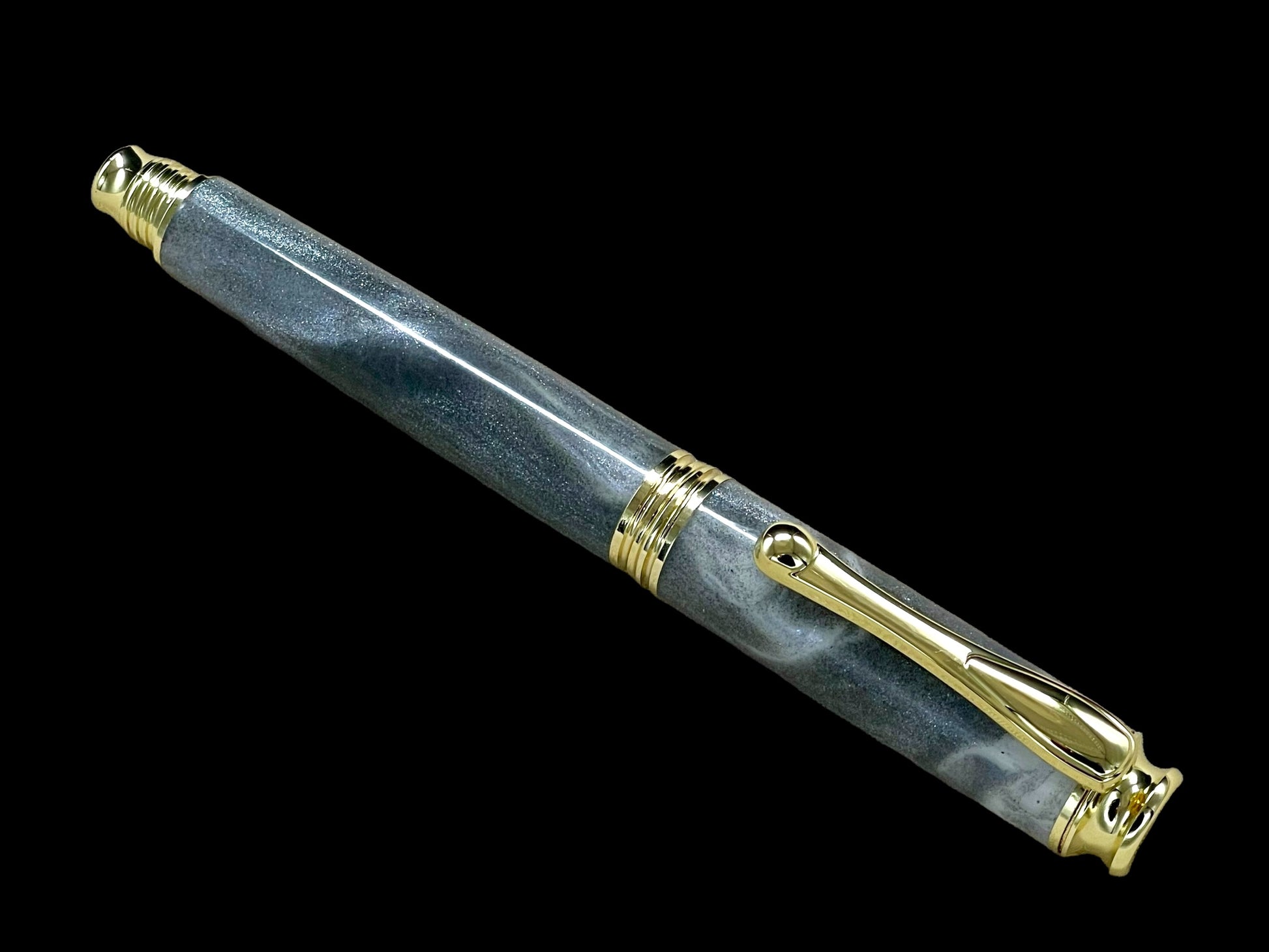 Elegant Swirling Silver Handmade Luxury Gold Fountain Pen By Highlander Writing Instruments. - HighlanderPen