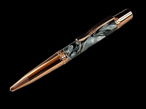 Rose Gold "Argentite" Handmade Glasgow Ballpoint Pen. One of a Kind, Handcrafted by Highlander Pen in CO. Box, Ink, & Sleeve Included. [ML-BP-1203-01]