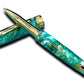 Elegant “Teal Swirl” Handcrafted Gold Rollerball Pen, One of a Kind, Handmade in Colorado. Ink, Velvet Sleeve, and Pen Box Included. - HighlanderPen