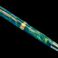 Elegant “Peacock” Handcrafted Luxury Gold Fountain Pen, One of a Kind, Handmade in Colorado. Ink, Converter, Sleeve, and Box Included. - HighlanderPen