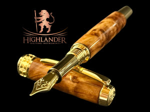 Exotic Moroccan Thuya Burl Wood | Gold Fountain Pen | Highlander Rare Wood Pen Collection