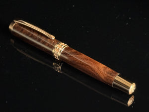 Exotic East Indian Rosewood | Red Gold Rollerball Pen | Hand Turned By Highlander