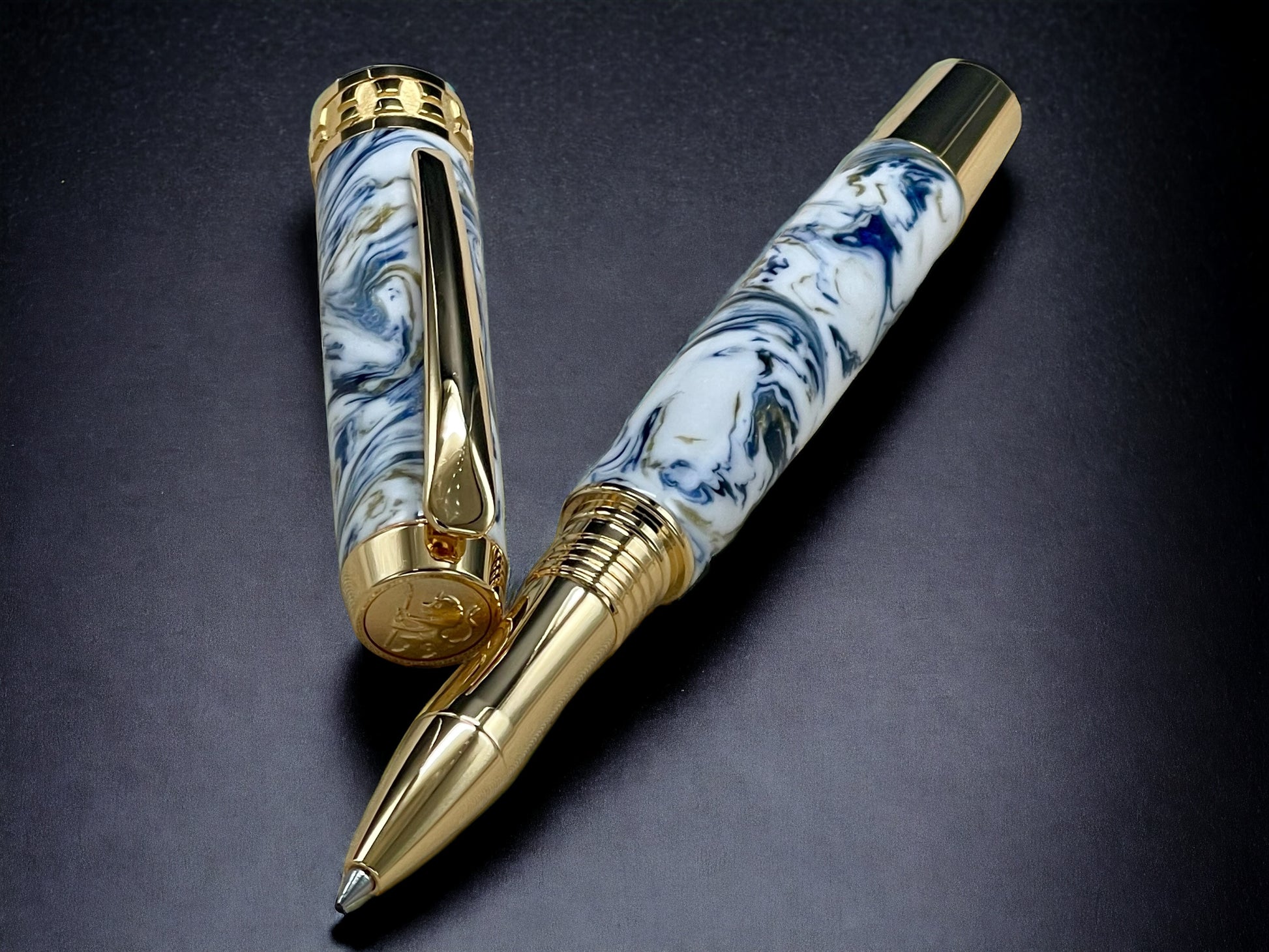 Ming Dynasty, One of a Kind Gold Highlander SKYE Handmade Custom Acrylic Rollerball Pen. Artisan Rare & Unique, Completely Handcrafted in CO - HighlanderPen