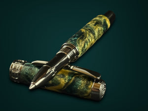 British Racing Green | Black Titanium Rollerball Pen | A Power Pen By Highlander