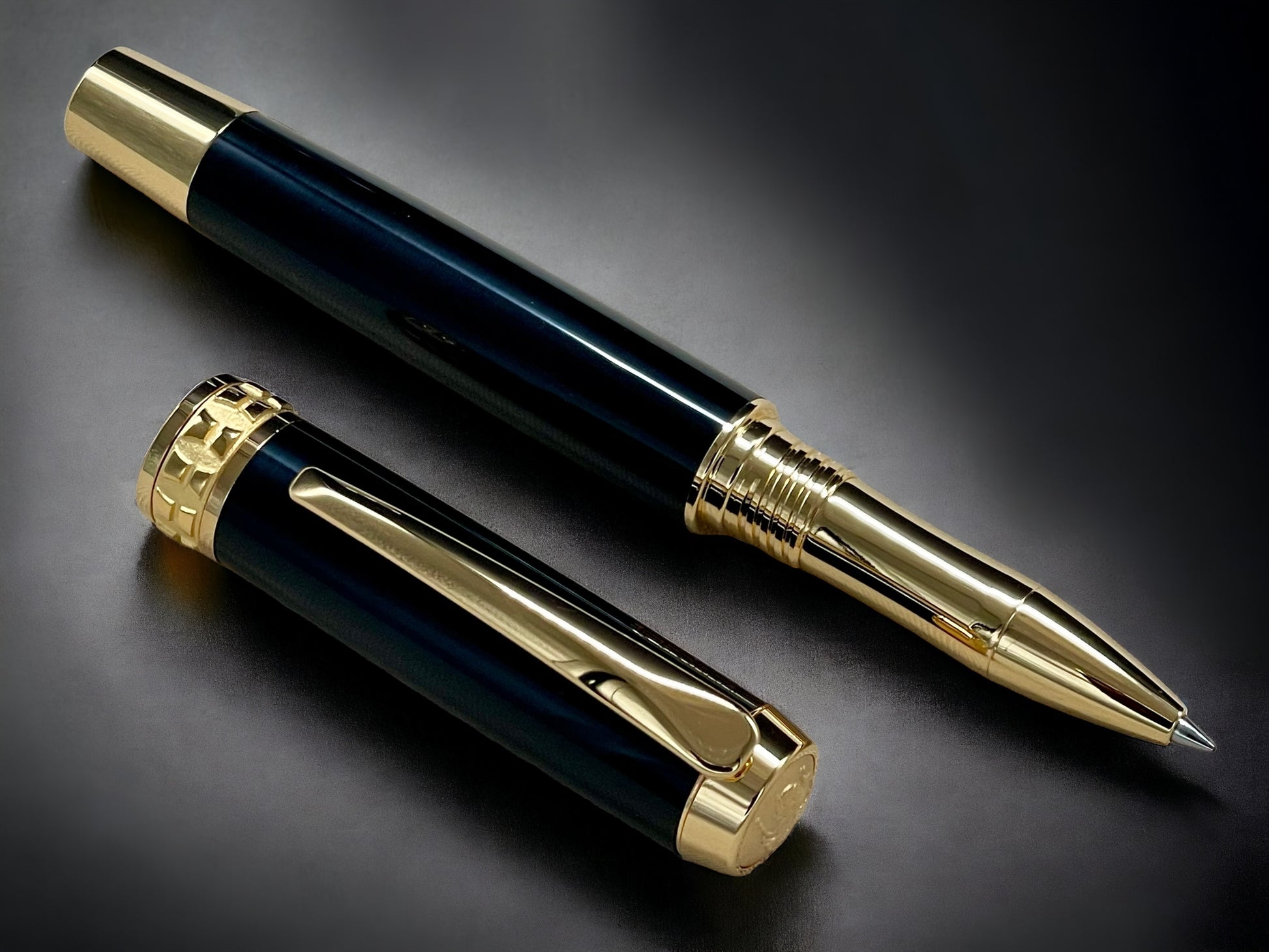 Exotic Gaboon Ebony Gold Rollerball Pen, Artisan Handcrafted Writing Instrument. Handmade Custom in Colorado. One of a Kind. - HighlanderPen