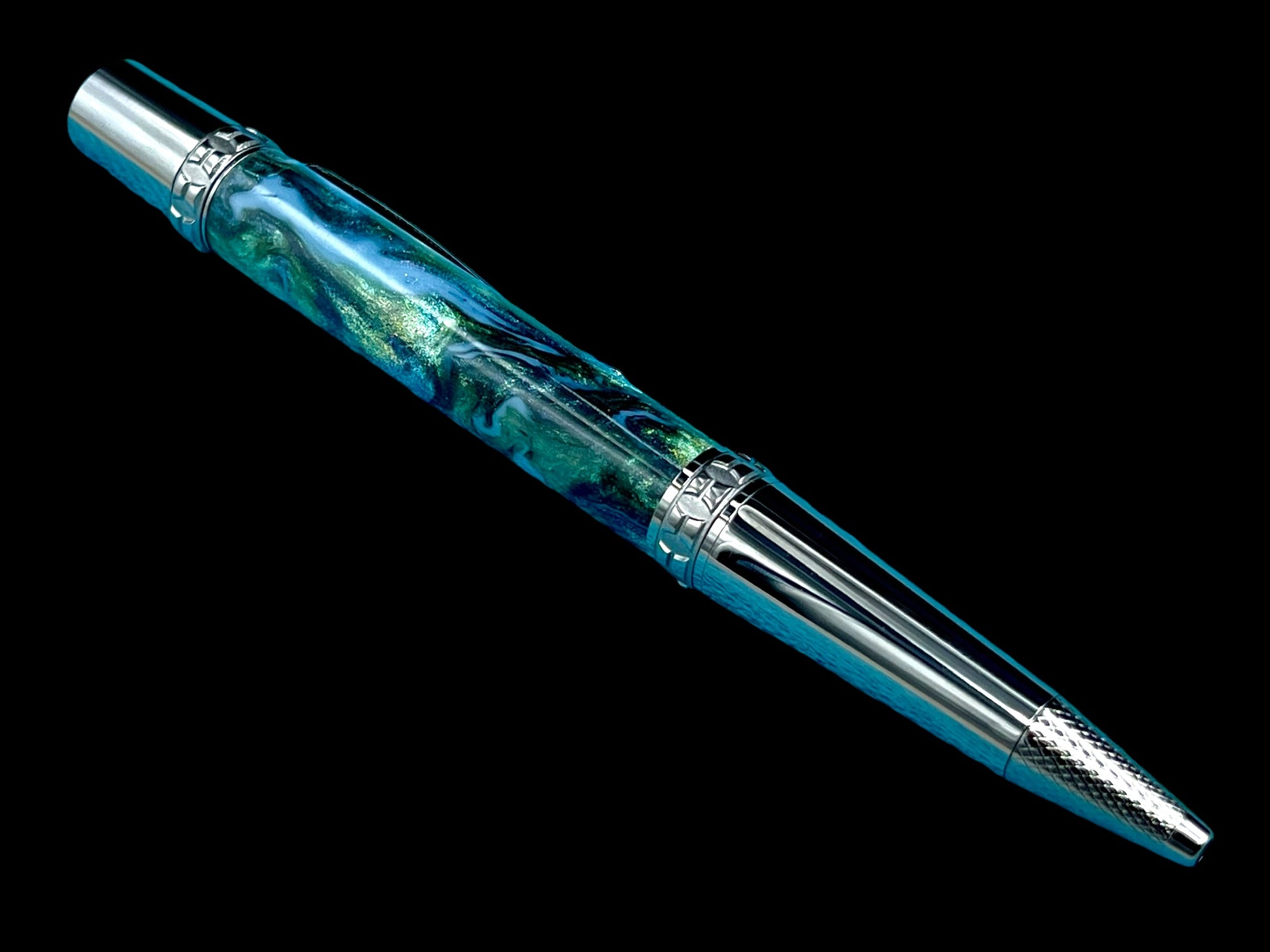 Highlander~Handmade Black Titanium Ballpoint Pen, Artisan One of a Kind Writing Instrument. Handcrafted in Colorado. With Ink, Sleeve & Box. ML-BP-0925-01 - HighlanderPen