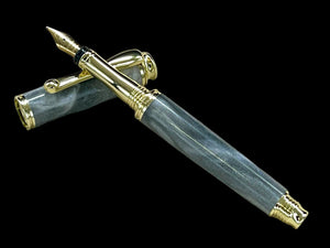 Elegant Swirling Silver Handmade Luxury Gold Fountain Pen By Highlander Writing Instruments. - HighlanderPen