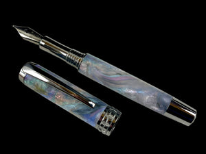 Black Titanium “Mystic Opal” Handmade Fountain Pen, Handcrafted in Colorado. Ink, Converter, Box & Sleeve Included. By Highlander Pen. [ML-FP-1209-03]