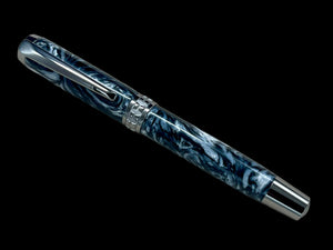 “Black And Pearl” Black Titanium Fountain Pen, Artisan Handcrafted Writing Instrument. Simple to Use. Handmade with Custom Hardware in Colorado. One of a Kind. - HighlanderPen