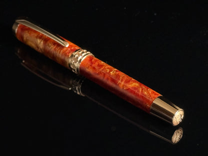 Crownfire – Red Gold Fountain Pen | Handmade by Highlander