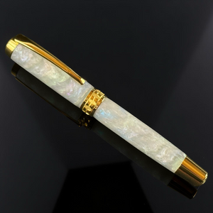 Handcrafted "Black Opal" Gold Fountain Pen by Highlander.  Perfect For Collectors and Writing Enthusiasts