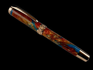 Red Gold “Dragon Skin” Handmade Fountain Pen, One of a Kind, Handcrafted in CO by Highlander Pen. Ink, Converter, Pen Sleeve & Box Included. [ML-FP-1218-01]