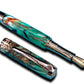 Striking “Green-Bronze Acrylic” Rose Gold Fountain Pen, One of a Kind, Handmade in Colorado. Ink, Converter, Pen Sleeve & Box Included. - HighlanderPen