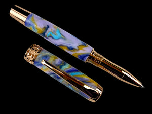 Elegant “Violets Are Blue” Red Gold Rollerball Pen [ML-RB-1120-01]