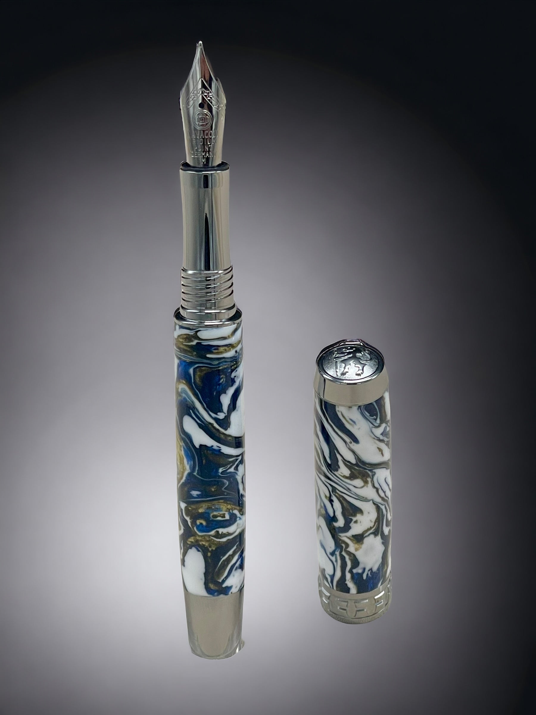 Ming Dynasty, One of a Kind Black Titanium Handmade Acrylic Fountain Pen. Artisan Rare & Unique, Custom, Handcrafted in Colorado, USA. - HighlanderPen