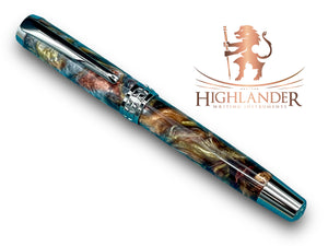 Beautiful “Molten Metals” Black Titanium Fountain Pen, Artisan Handcrafted Writing Instrument. Converter, Ink, Sleeve & Box Included. - HighlanderPen