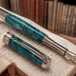 Elegant “Luminescent Green” Rose Gold Fountain Pen, Artisan Handcrafted Writing Instrument. Simple to Use. Handmade in CO w/ Custom Hardware. - HighlanderPen