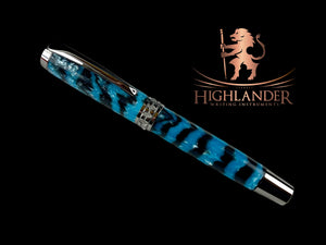 Black Titanium “Arctic Zebra” Handmade Rollerball Pen. One of a Kind. Handcrafted in CO. Ink, Box & Sleeve Included, by Highlander Pen. [ML-RB-1214-01]