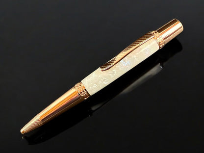Handcrafted "Pearly Opal" Red Gold Ballpoint Pen.