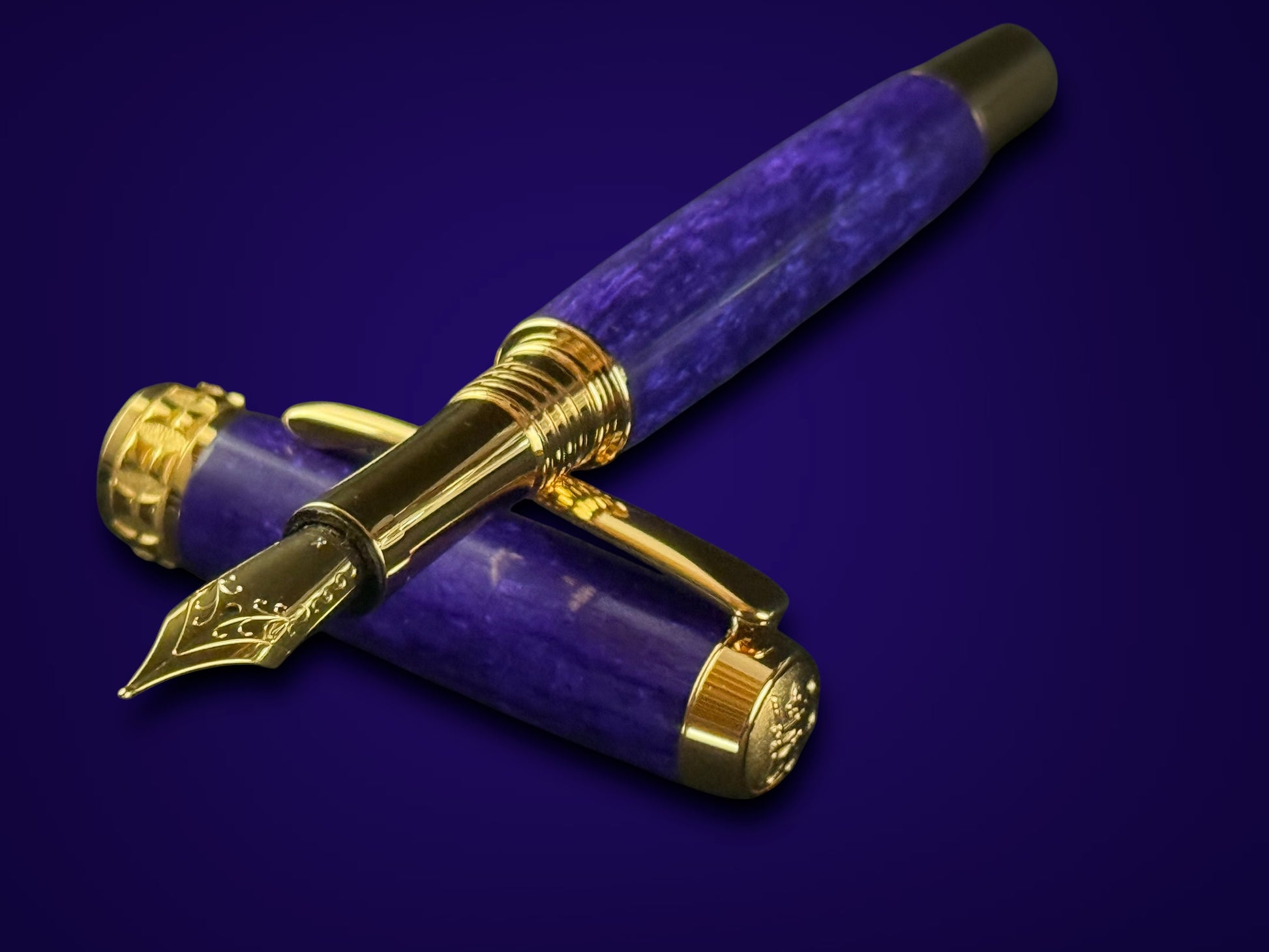 “Artisan Royal Amethyst pen with JoWo #6 Medium nib and gold accents”