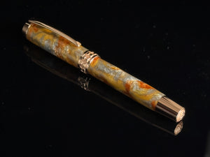 Copperwake | Rose Gold Acrylic Rollerball Pen | Handcrafted by Highlander | One-of-a-Kind Luxury Writing Instrument
