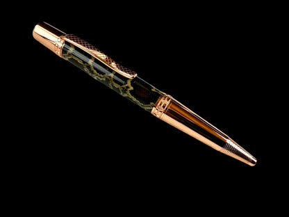 Authentic Burmese Python Red Gold Ballpoint Pen [ML-BP-0207-01]