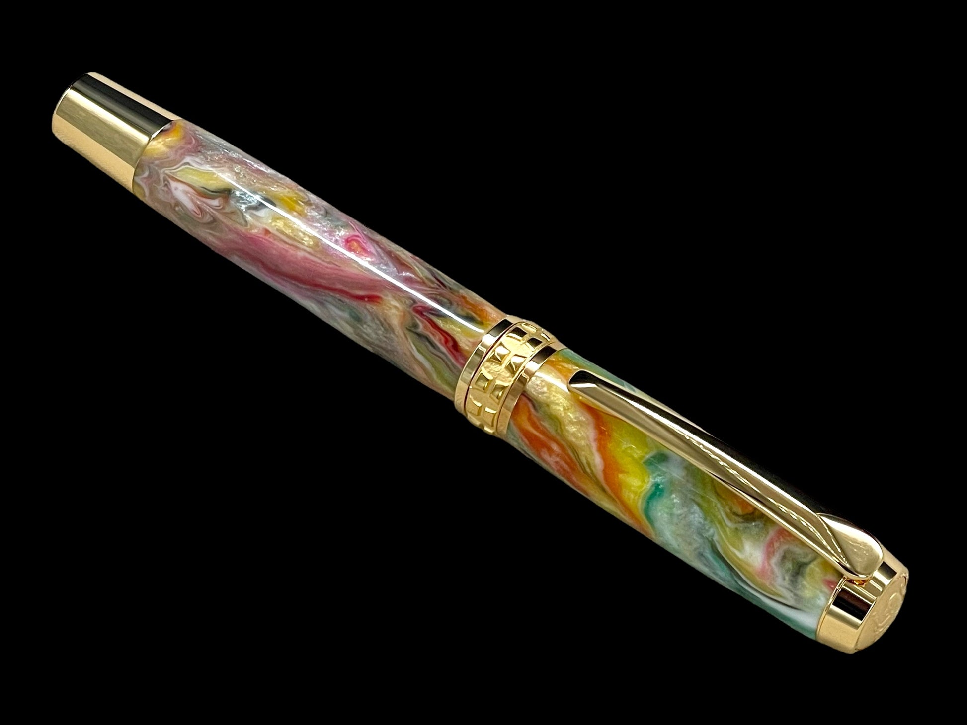 Handcrafted Luxury Gold Fountain Pen, One of a Kind, Handmade in Colorado with Premium Hardware. Ink, Converter, Sleeve, and Box Included. - HighlanderPen