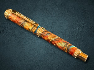 Highlander “Dragon Skin” | Red Gold Edinburgh Model Luxury Handmade Fountain Pen