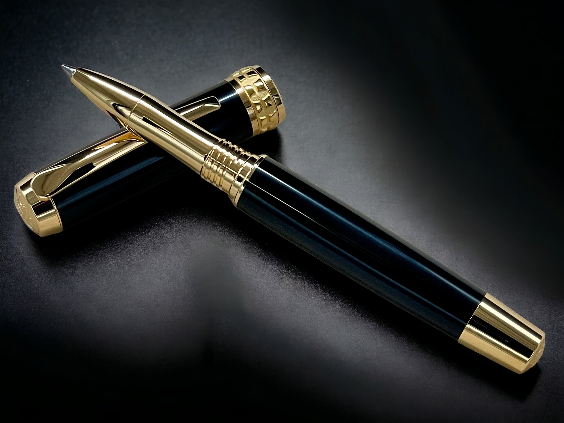 Exotic Gaboon Ebony Gold Rollerball Pen, Artisan Handcrafted Writing Instrument. Handmade Custom in Colorado. One of a Kind. - HighlanderPen